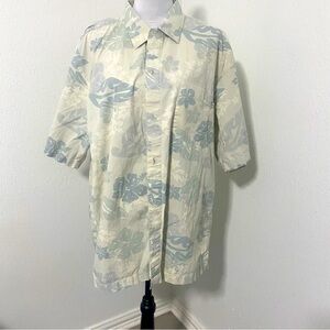 Solitude XXL Hawaiian Men’s Button Down Shirt 100% Cotton Light Gray